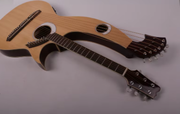 12 String Acoustic-Electric Parlor Harp Guitar: Compact Design with Full Electronic Integration