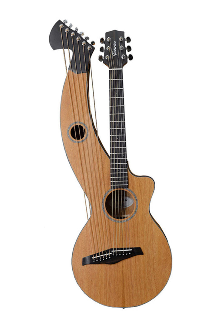 T20HGpc high quality  solid mahogany entry-level 12-string Parlor style harp guitar.