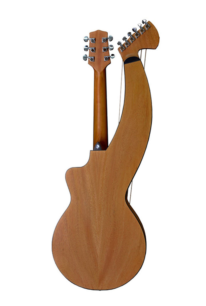 T20HGpc high quality  solid mahogany entry-level 12-string Parlor style harp guitar.