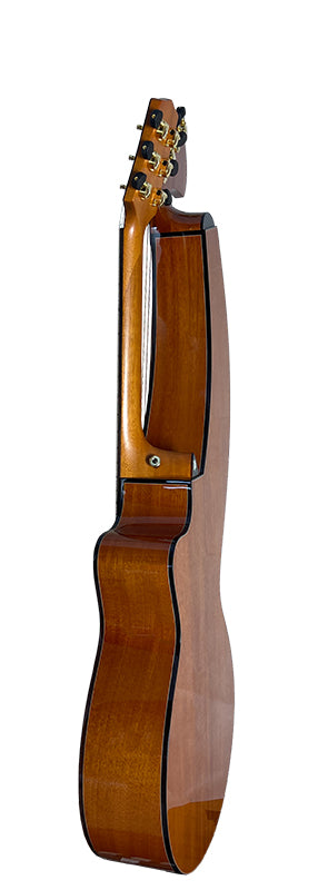 T30HGpc Premium 100% Tropical Mahogany 12 String Parlor sized harp guitar with ebony fretboard, arm bevel and bridge.