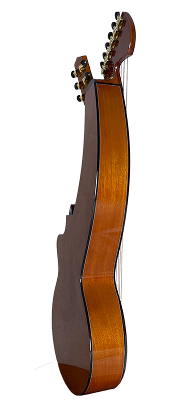 T30HGpc Premium 100% Tropical Mahogany 12 String Parlor sized harp guitar with ebony fretboard, arm bevel and bridge.