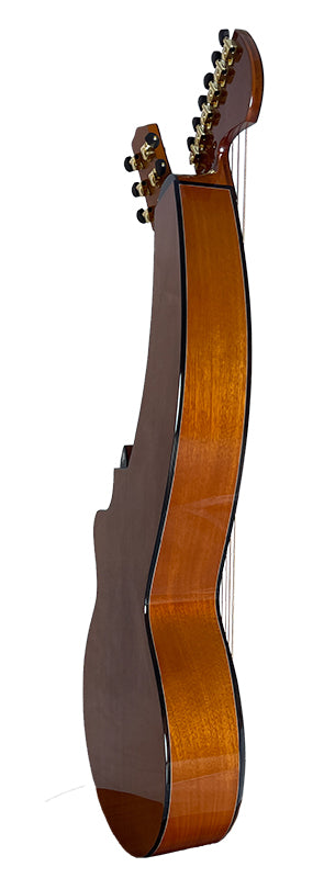 T30HGpc Premium 100% Tropical Mahogany 12 String Parlor sized harp guitar with ebony fretboard, arm bevel and bridge.