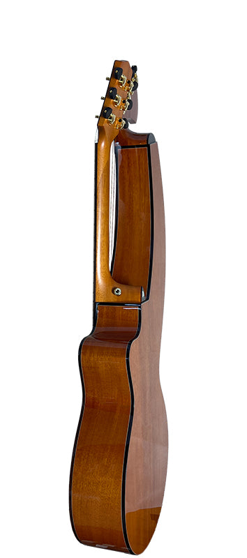 T30HGpc Premium 100% Tropical Mahogany 12 String Parlor sized harp guitar with ebony fretboard, arm bevel and bridge.