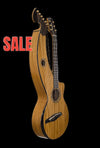 T30HGpc Premium 100% Tropical Mahogany 12 String Parlor sized harp guitar with ebony fretboard, arm bevel and bridge.