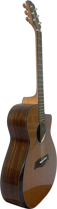 T75GAc Solid Silkwood Grand Auditorium with Ebony Arm Bevel and Red Cedar Top