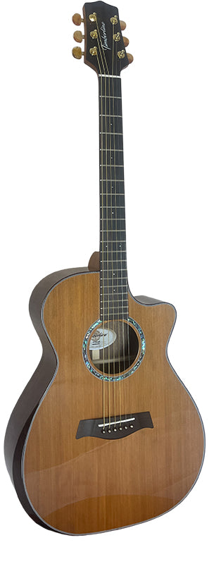 T75GAc Solid Silkwood Grand Auditorium with Ebony Arm Bevel and Red Cedar Top