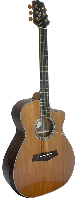 T75GAc Solid Silkwood Grand Auditorium with Ebony Arm Bevel and Red Cedar Top