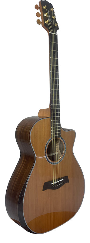 T75GAc Solid Silkwood Grand Auditorium with Ebony Arm Bevel and Red Cedar Top