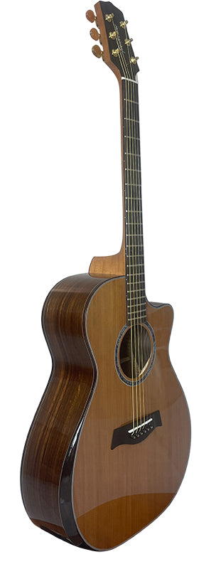T75GAc Solid Silkwood Grand Auditorium with Ebony Arm Bevel and Red Cedar Top