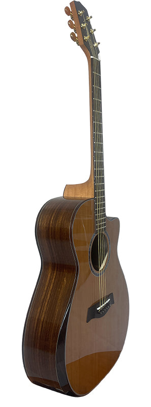 T75GAc Solid Silkwood Grand Auditorium with Ebony Arm Bevel and Red Cedar Top
