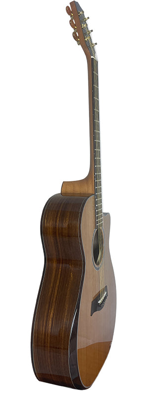 T75GAc Solid Silkwood Grand Auditorium with Ebony Arm Bevel and Red Cedar Top