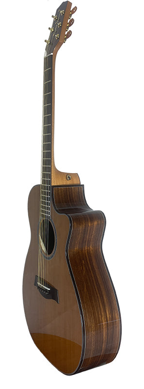 T75GAc Solid Silkwood Grand Auditorium with Ebony Arm Bevel and Red Cedar Top