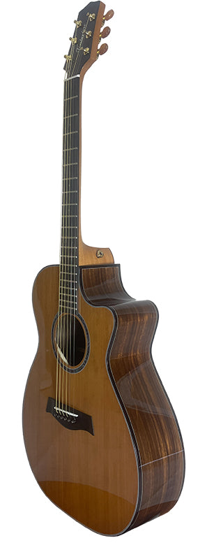 T75GAc Solid Silkwood Grand Auditorium with Ebony Arm Bevel and Red Cedar Top