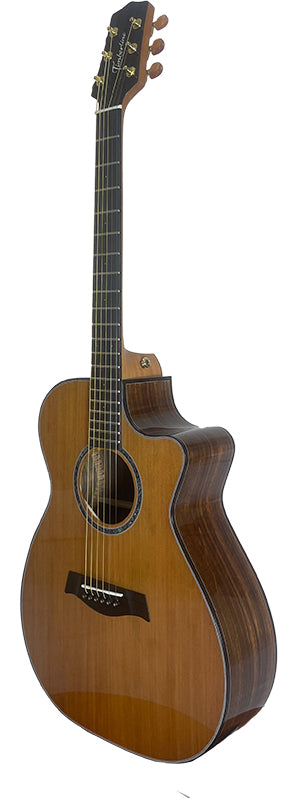 T75GAc Solid Silkwood Grand Auditorium with Ebony Arm Bevel and Red Cedar Top