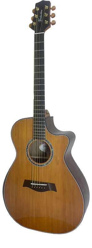 T75GAc Solid Silkwood Grand Auditorium with Ebony Arm Bevel and Red Cedar Top