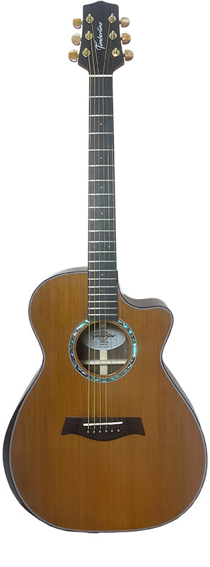 T75GAc Solid Silkwood Grand Auditorium with Ebony Arm Bevel and Red Cedar Top