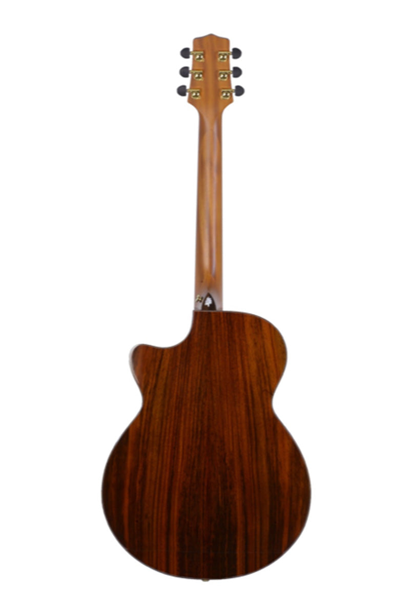 T80Ac Solid Rosewood Auditorium with Macassar Ebony Arm Bevel and solid Engelmann Spruce