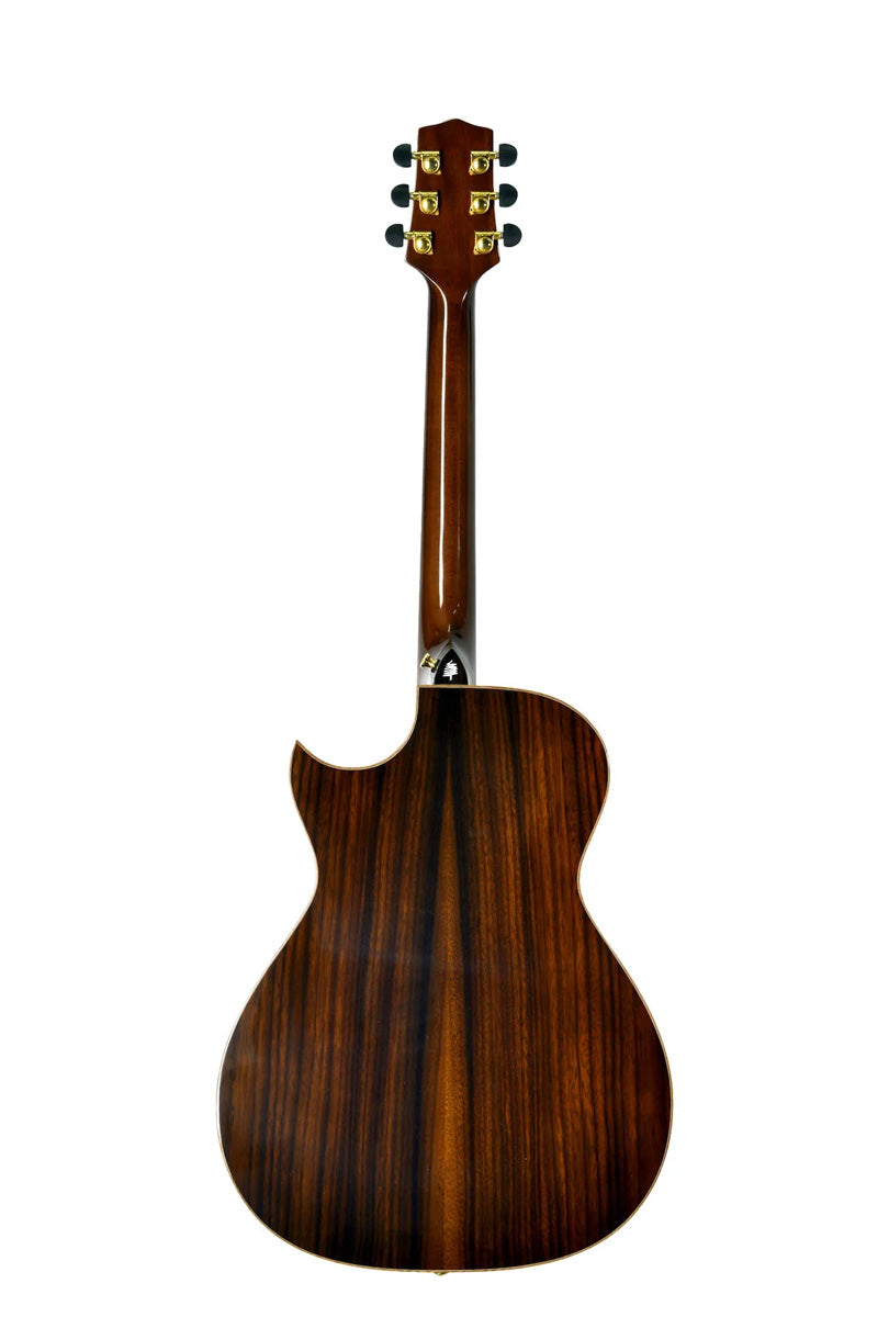 T90GAc - Solid Premium Silkwood Grand Auditorium with Solid Englemann Spruce top and Macassar Ebony Arm Bevel plus Florentine cutaway